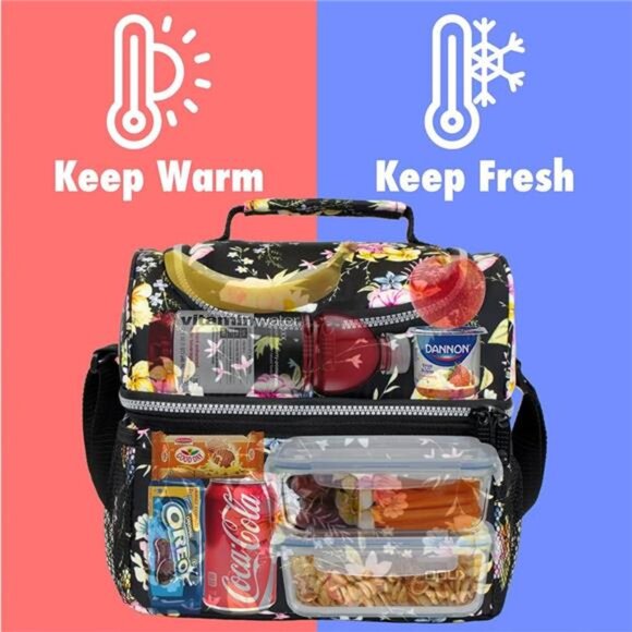 Lunch Box For Women, Insulated Large Lunch Bag Adult Work, Double Decker - Picture 2 of 7